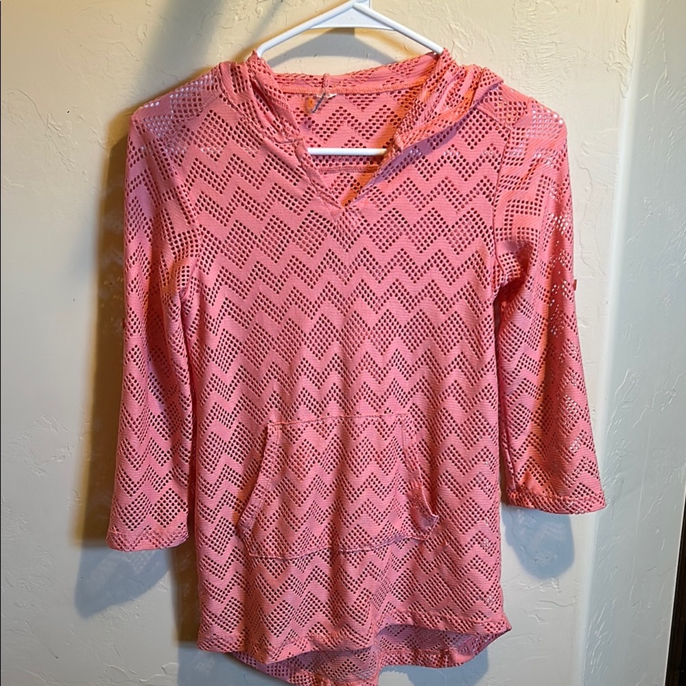 Pink Graphic Hoodie Swim Coverup